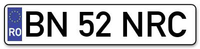 Placuta inmatriculare numar auto  BN-52-NRC, BN 52 NRC, BN52NRC