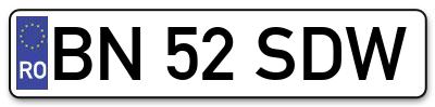 Placuta inmatriculare numar auto  BN-52-SDW, BN 52 SDW, BN52SDW