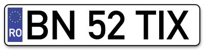Placuta inmatriculare numar auto  BN-52-TIX, BN 52 TIX, BN52TIX