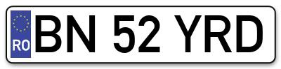 Placuta inmatriculare numar auto  BN-52-YRD, BN 52 YRD, BN52YRD