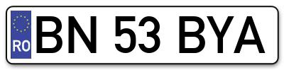 Placuta inmatriculare numar auto  BN-53-BYA, BN 53 BYA, BN53BYA