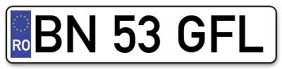 Placuta inmatriculare numar auto  BN-53-GFL, BN 53 GFL, BN53GFL