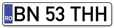Placuta inmatriculare numar auto  BN-53-THH, BN 53 THH, BN53THH