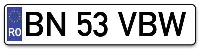 Placuta inmatriculare numar auto  BN-53-VBW, BN 53 VBW, BN53VBW