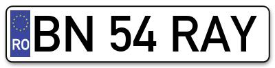Placuta inmatriculare numar auto  BN-54-RAY, BN 54 RAY, BN54RAY