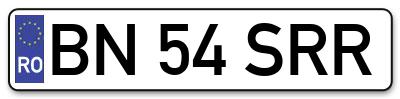 Placuta inmatriculare numar auto  BN-54-SRR, BN 54 SRR, BN54SRR