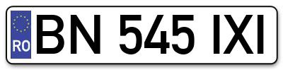 Placuta inmatriculare numar auto  BN-545-IXI, BN 545 IXI, BN545IXI