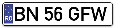 Placuta inmatriculare numar auto  BN-56-GFW, BN 56 GFW, BN56GFW