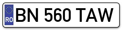 Placuta inmatriculare numar auto  BN-560-TAW, BN 560 TAW, BN560TAW