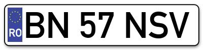 Placuta inmatriculare numar auto  BN-57-NSV, BN 57 NSV, BN57NSV