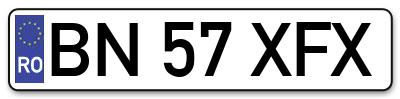 Placuta inmatriculare numar auto  BN-57-XFX, BN 57 XFX, BN57XFX