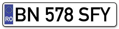 Placuta inmatriculare numar auto  BN-578-SFY, BN 578 SFY, BN578SFY