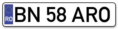 Placuta inmatriculare numar auto  BN-58-ARO, BN 58 ARO, BN58ARO