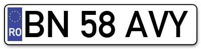 Placuta inmatriculare numar auto  BN-58-AVY, BN 58 AVY, BN58AVY