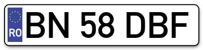 Placuta inmatriculare numar auto  BN-58-DBF, BN 58 DBF, BN58DBF
