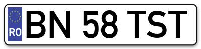 Placuta inmatriculare numar auto  BN-58-TST, BN 58 TST, BN58TST