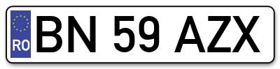 Placuta inmatriculare numar auto  BN-59-AZX, BN 59 AZX, BN59AZX