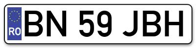Placuta inmatriculare numar auto  BN-59-JBH, BN 59 JBH, BN59JBH