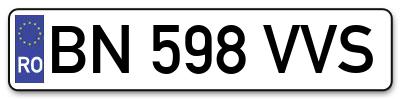 Placuta inmatriculare numar auto  BN-598-VVS, BN 598 VVS, BN598VVS