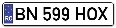 Placuta inmatriculare numar auto  BN-599-HOX, BN 599 HOX, BN599HOX