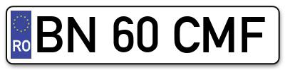 Placuta inmatriculare numar auto  BN-60-CMF, BN 60 CMF, BN60CMF