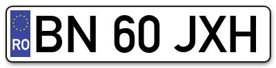 Placuta inmatriculare numar auto  BN-60-JXH, BN 60 JXH, BN60JXH