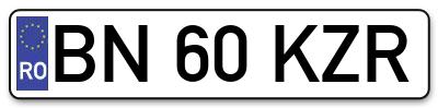 Placuta inmatriculare numar auto  BN-60-KZR, BN 60 KZR, BN60KZR