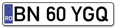 Placuta inmatriculare numar auto  BN-60-YGQ, BN 60 YGQ, BN60YGQ