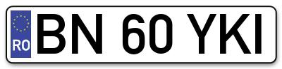 Placuta inmatriculare numar auto  BN-60-YKI, BN 60 YKI, BN60YKI