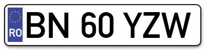 Placuta inmatriculare numar auto  BN-60-YZW, BN 60 YZW, BN60YZW