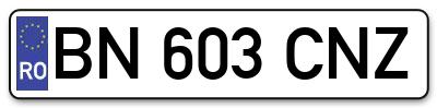 Placuta inmatriculare numar auto  BN-603-CNZ, BN 603 CNZ, BN603CNZ