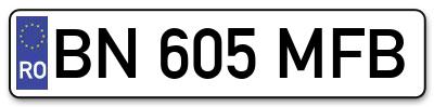 Placuta inmatriculare numar auto  BN-605-MFB, BN 605 MFB, BN605MFB