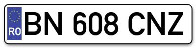 Placuta inmatriculare numar auto  BN-608-CNZ, BN 608 CNZ, BN608CNZ
