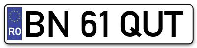 Placuta inmatriculare numar auto  BN-61-QUT, BN 61 QUT, BN61QUT