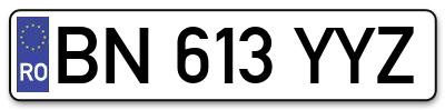 Placuta inmatriculare numar auto  BN-613-YYZ, BN 613 YYZ, BN613YYZ