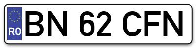 Placuta inmatriculare numar auto  BN-62-CFN, BN 62 CFN, BN62CFN