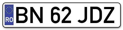 Placuta inmatriculare numar auto  BN-62-JDZ, BN 62 JDZ, BN62JDZ