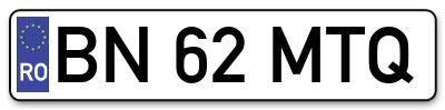 Placuta inmatriculare numar auto  BN-62-MTQ, BN 62 MTQ, BN62MTQ