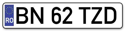Placuta inmatriculare numar auto  BN-62-TZD, BN 62 TZD, BN62TZD