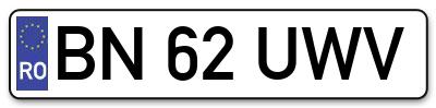 Placuta inmatriculare numar auto  BN-62-UWV, BN 62 UWV, BN62UWV