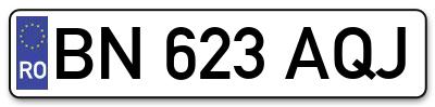 Placuta inmatriculare numar auto  BN-623-AQJ, BN 623 AQJ, BN623AQJ