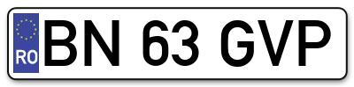 Placuta inmatriculare numar auto  BN-63-GVP, BN 63 GVP, BN63GVP
