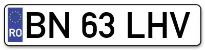 Placuta inmatriculare numar auto  BN-63-LHV, BN 63 LHV, BN63LHV