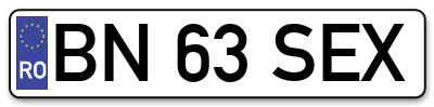 Placuta inmatriculare numar auto  BN-63-SEX, BN 63 SEX, BN63SEX