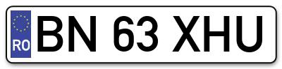 Placuta inmatriculare numar auto  BN-63-XHU, BN 63 XHU, BN63XHU
