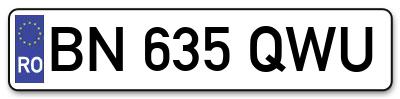 Placuta inmatriculare numar auto  BN-635-QWU, BN 635 QWU, BN635QWU