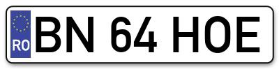 Placuta inmatriculare numar auto  BN-64-HOE, BN 64 HOE, BN64HOE