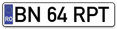 Placuta inmatriculare numar auto  BN-64-RPT, BN 64 RPT, BN64RPT
