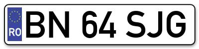 Placuta inmatriculare numar auto  BN-64-SJG, BN 64 SJG, BN64SJG