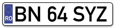 Placuta inmatriculare numar auto  BN-64-SYZ, BN 64 SYZ, BN64SYZ
